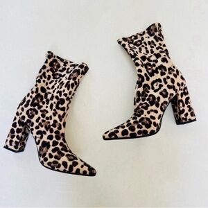 Truffle Collection Leopard Print Ankle Sock Boot 6